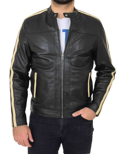 Herren schwarz leder biker - leder,